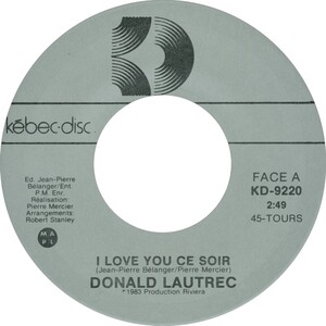 I Love You Ce Soir b/w (no artist listed) I Love You Ce Soir (Version Instrumentale)