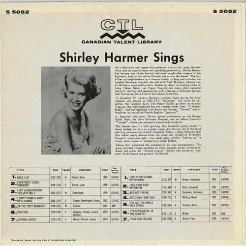 Shirley Harmer Sings