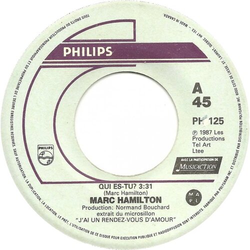  Qui Es-tu? b/w J'ai Rendez-vous Avec Une Fille Extra [Instrumental]