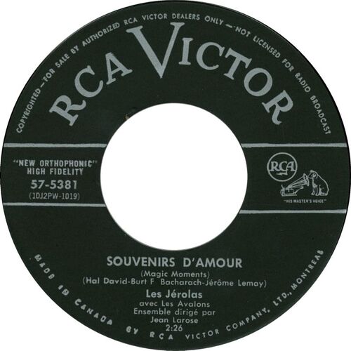 Souvenirs d'amour (Magic Moments) b/w Le rythme de l'amour (I Beg Of You)