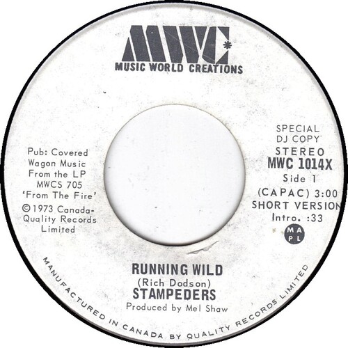 Running Wild (short version) b/w Running Wild (long version) (promo only)