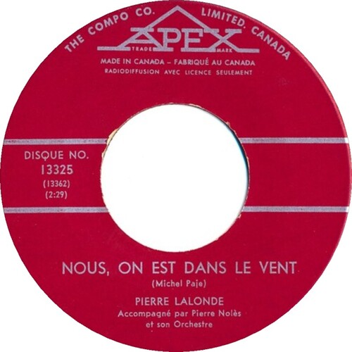 Nous, On Est Dans Le Vent b/w Donne-moi