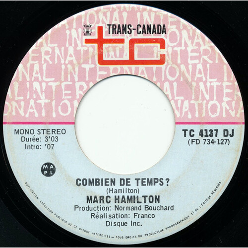  Combien De Temps? b/w Combien De Temps? (promo omly)