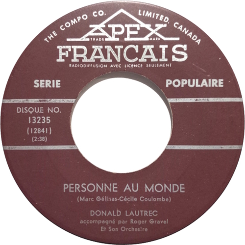  Personne Au Monde b/w Le Soleil, Ma Mie Et Moi