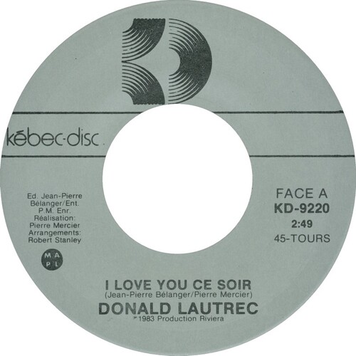 I Love You Ce Soir b/w (no artist listed) I Love You Ce Soir (Version Instrumentale)