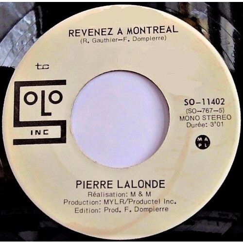 Revenez A Montreal	b/w Revenez A Montreal (Instrumental)